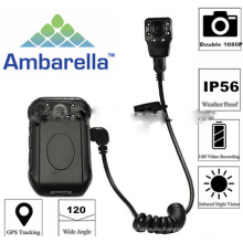 Wasserdichte Ambarella 2,0-Zoll-IR-Nachtsicht-GPS-Standort 1080P Full HD Tragbare drahtlose Polizeivideokamera am Körper getragen